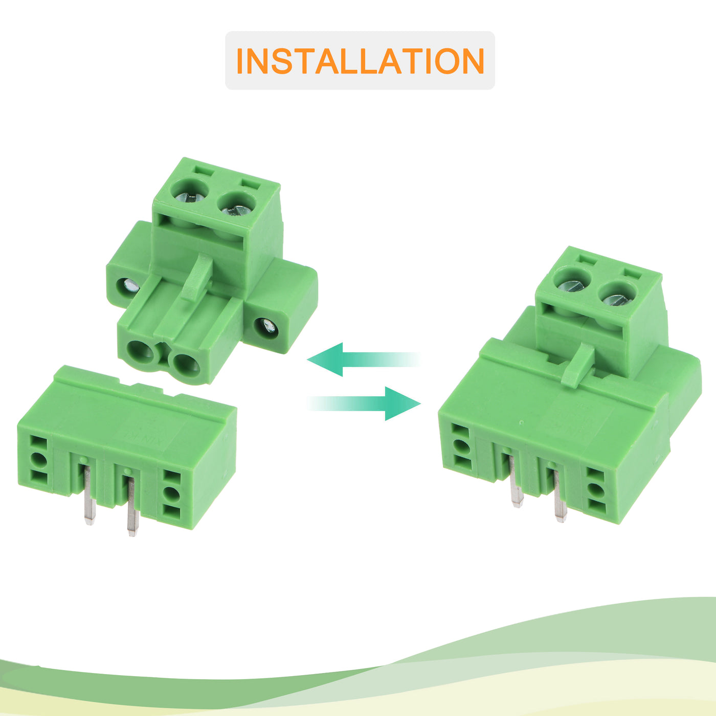 Harfington PCB Mount Screw Terminal Block 5.08mm Pitch 2 Pin 10A Plug-in 10 Set