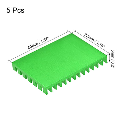 Harfington Electronic Radiators Aluminium Heatsink 30x40x5mm for CPU Green Pack of 5