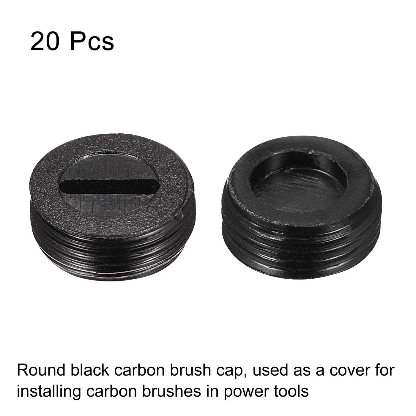 Harfington Carbon Brush Holder Cap Motor Electric Brush Plastic Cover Thread Black 13mm OD 5.3mm Height, Pack of 20