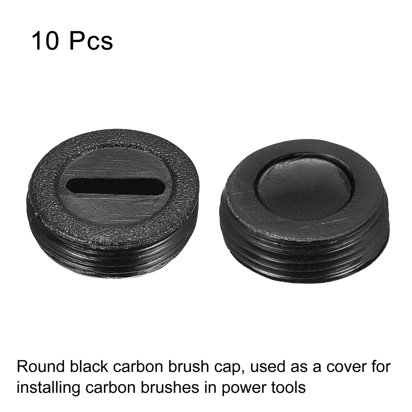 Harfington Carbon Brush Holder Cap Motor Electric Brush Plastic Cover Thread Black 14mm OD 4.7mm Height, Pack of 10