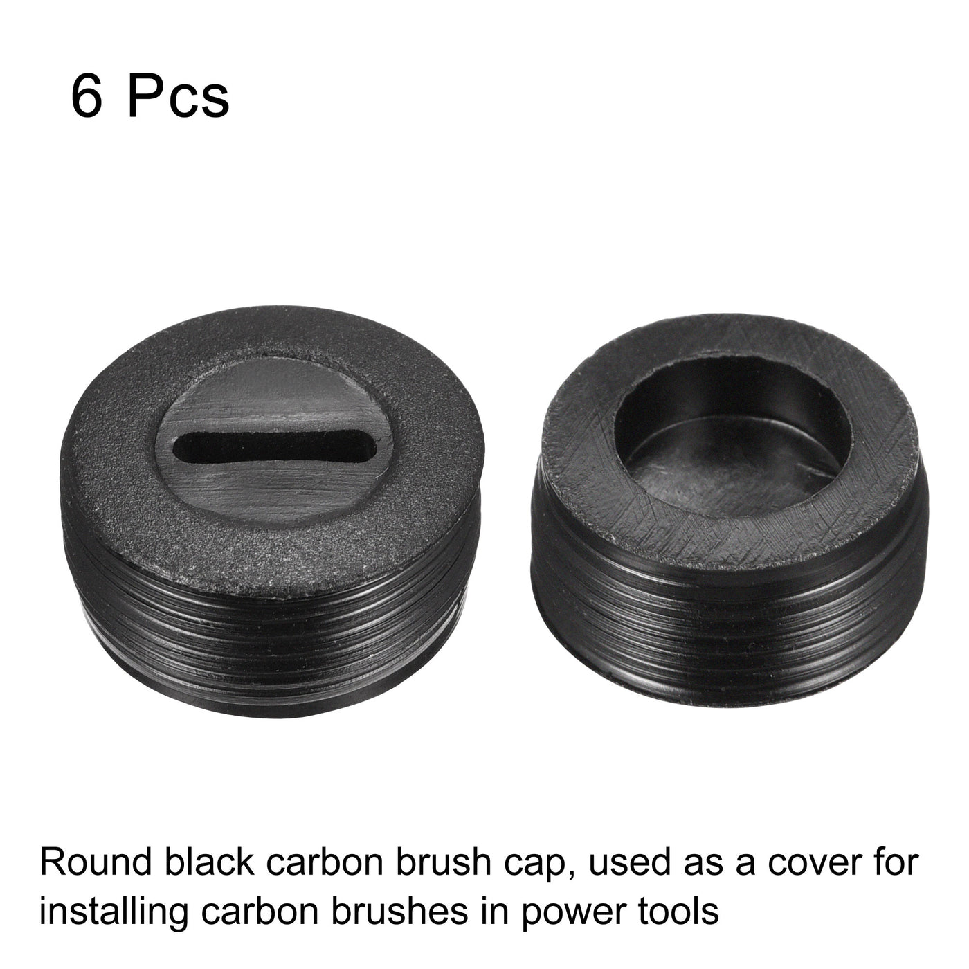 Harfington Carbon Brush Holder Cap Motor Electric Brush Plastic Cover Thread Black 17mm OD 7.7mm Height, Pack of 6