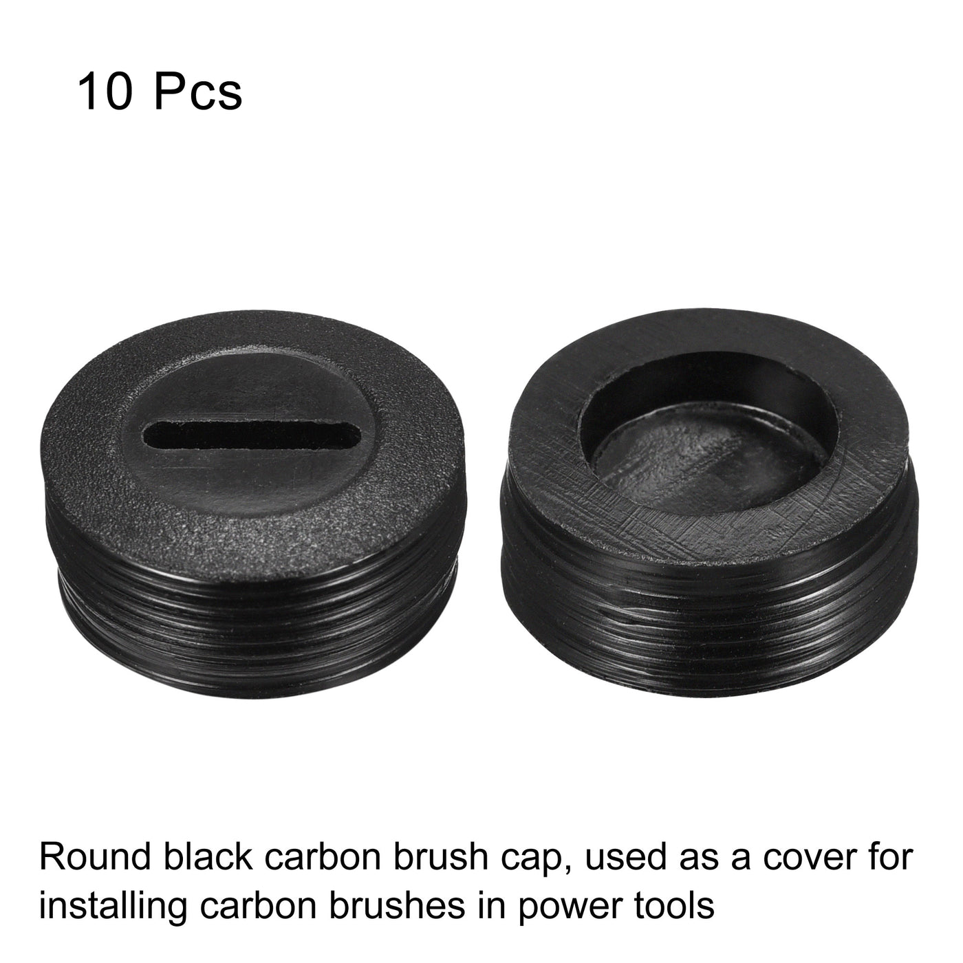 Harfington Carbon Brush Holder Cap Motor Electric Brush Plastic Cover Thread Black 20mm OD 8mm Height, Pack of 10