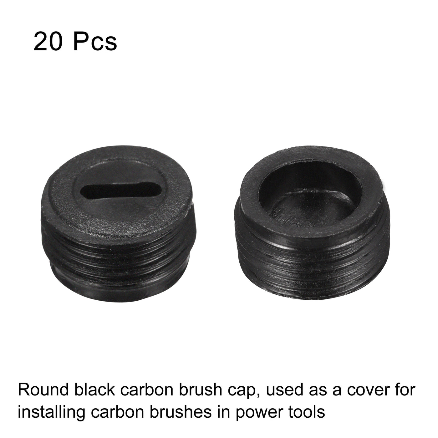 Harfington Carbon Brush Holder Cap Motor Electric Brush Plastic Cover Thread Black 12mm OD 6.7mm Height, Pack of 20