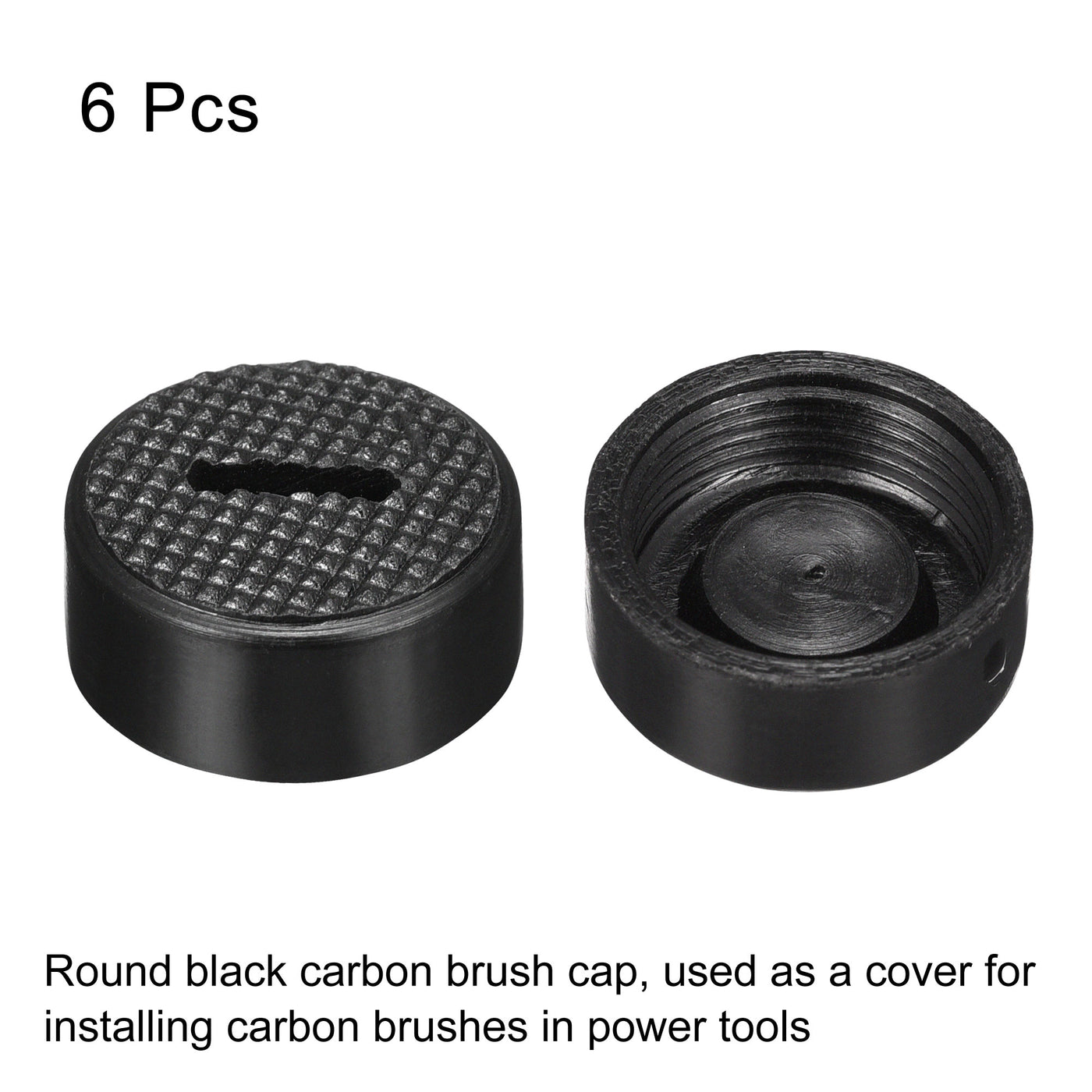 Harfington Carbon Brush Holder Cap Motor Electric Brush Plastic Cover Thread Black 19mm OD 15 ID 8mm Height, Pack of 6