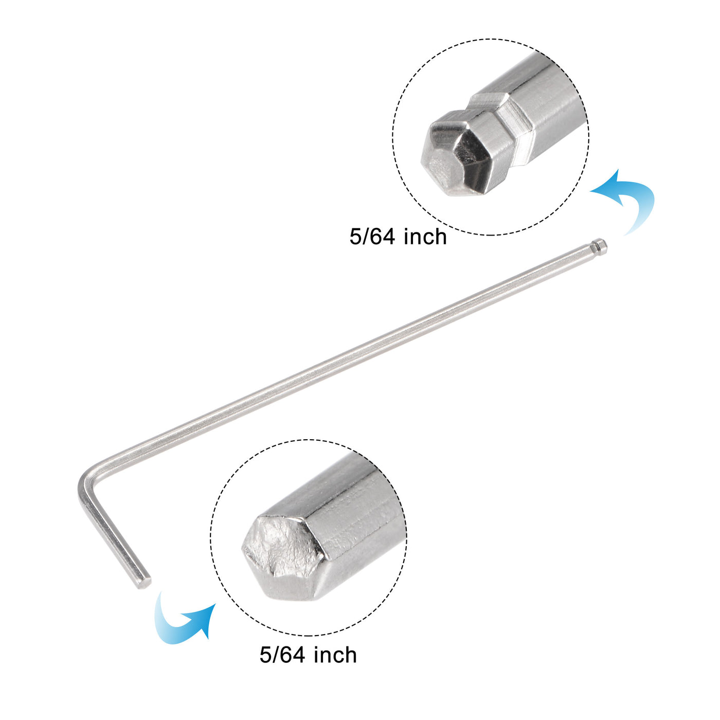 uxcell Uxcell 5/64" Ball End Hex Key Wrench, L Shaped Long Arm CR-V Repairing Tool