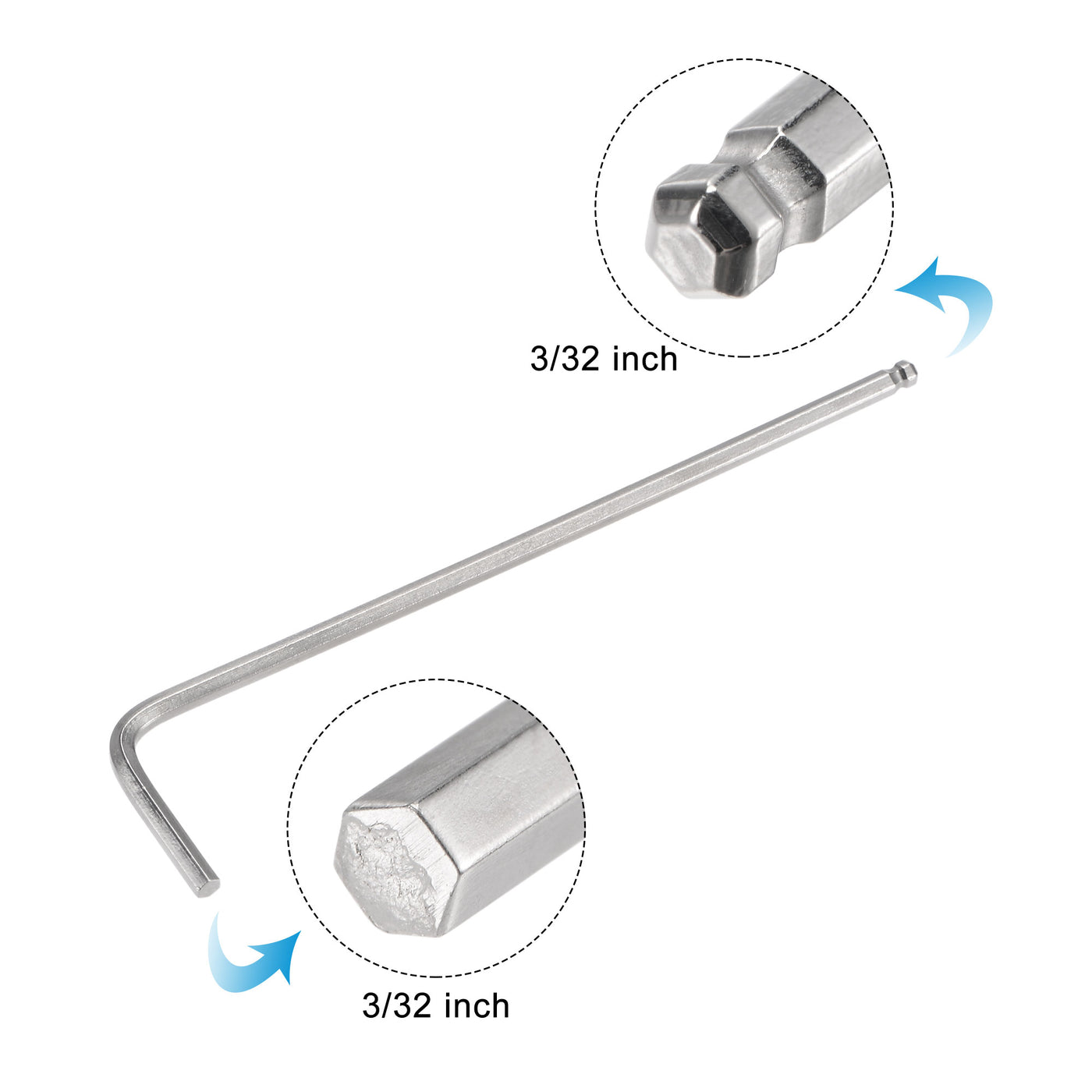 uxcell Uxcell 3/32" Ball End Hex Key Wrench, L Shaped Long Arm CR-V Repairing Tool