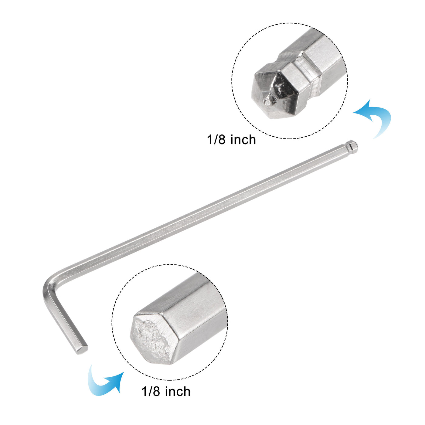 uxcell Uxcell 1/8" Ball End Hex Key Wrench, L Shaped Long Arm CR-V Repairing Tool