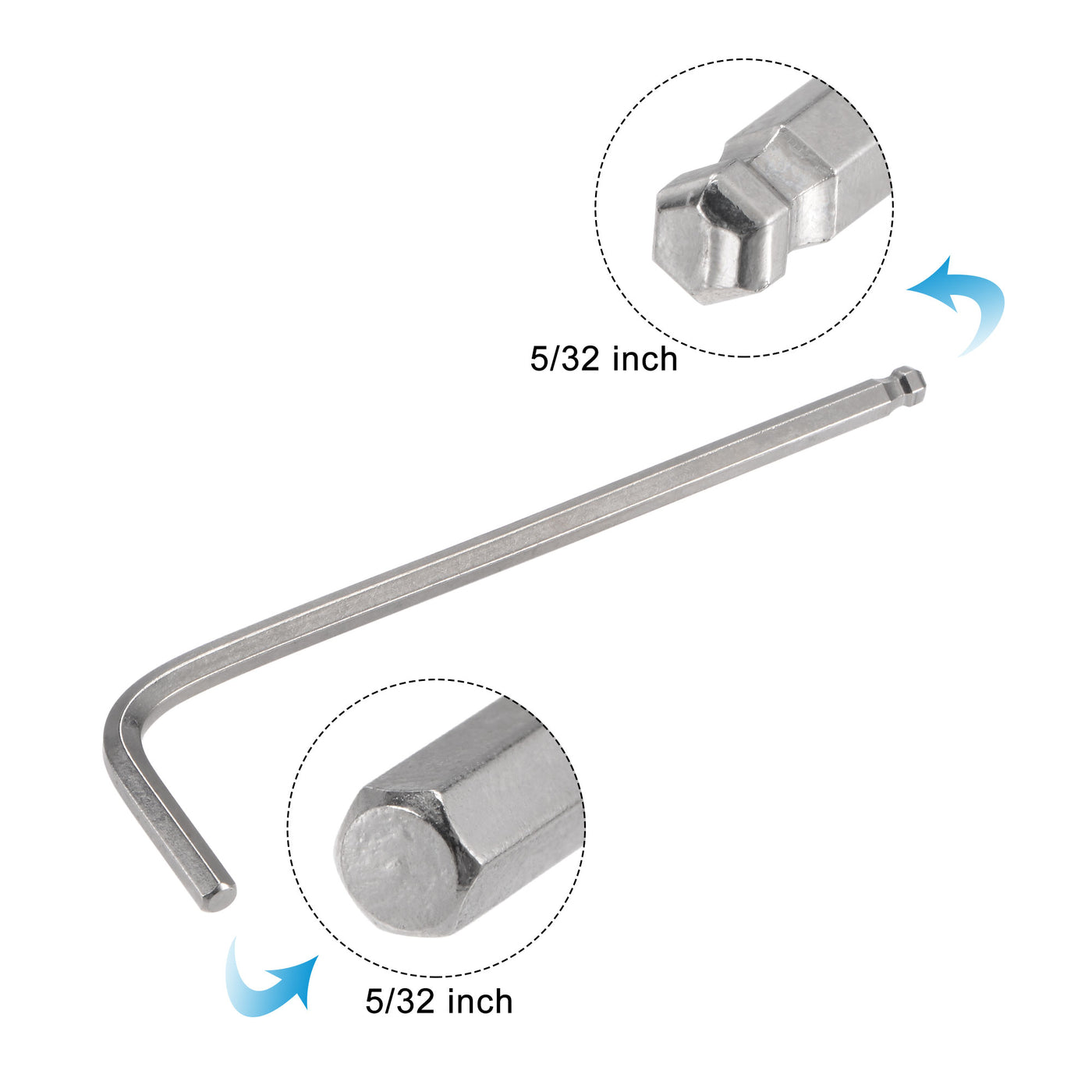 uxcell Uxcell 5/32" Ball End Hex Key Wrench, L Shaped Long Arm CR-V Repairing Tool