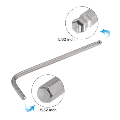 Harfington Uxcell 5/32" Ball End Hex Key Wrench, L Shaped Long Arm CR-V Repairing Tool