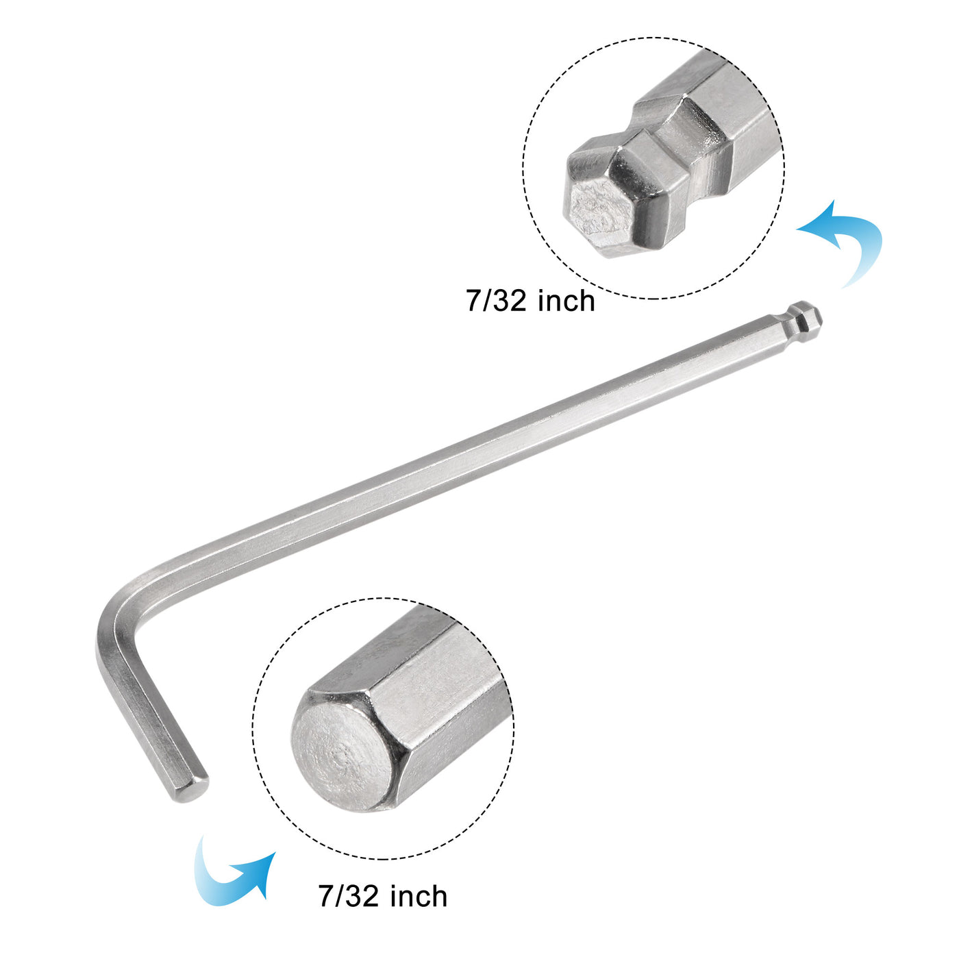 uxcell Uxcell 7/32" Ball End Hex Key Wrench, L Shaped Long Arm CR-V Repairing Tool