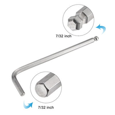 Harfington Uxcell 7/32" Ball End Hex Key Wrench, L Shaped Long Arm CR-V Repairing Tool