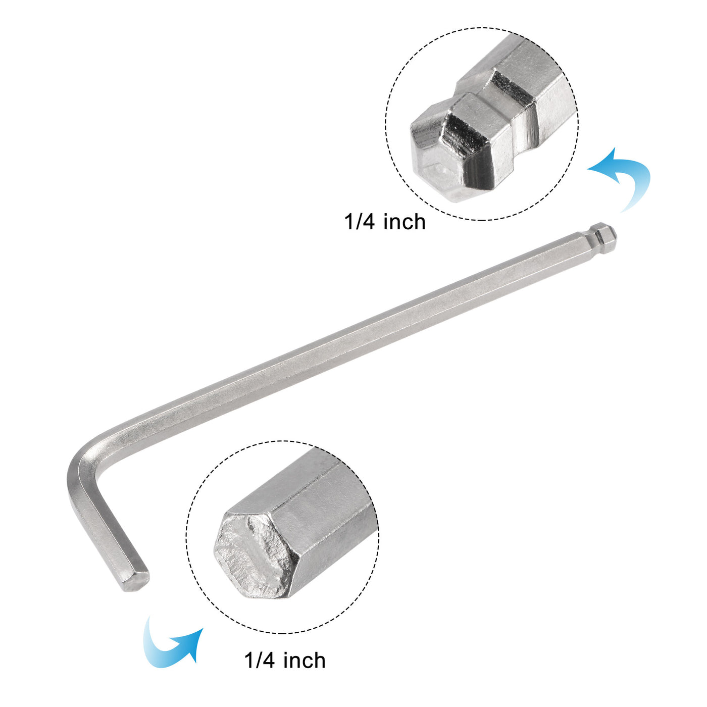 uxcell Uxcell 1/4" Ball End Hex Key Wrench, L Shaped Long Arm CR-V Repairing Tool