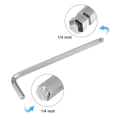 Harfington Uxcell 1/4" Ball End Hex Key Wrench, L Shaped Long Arm CR-V Repairing Tool