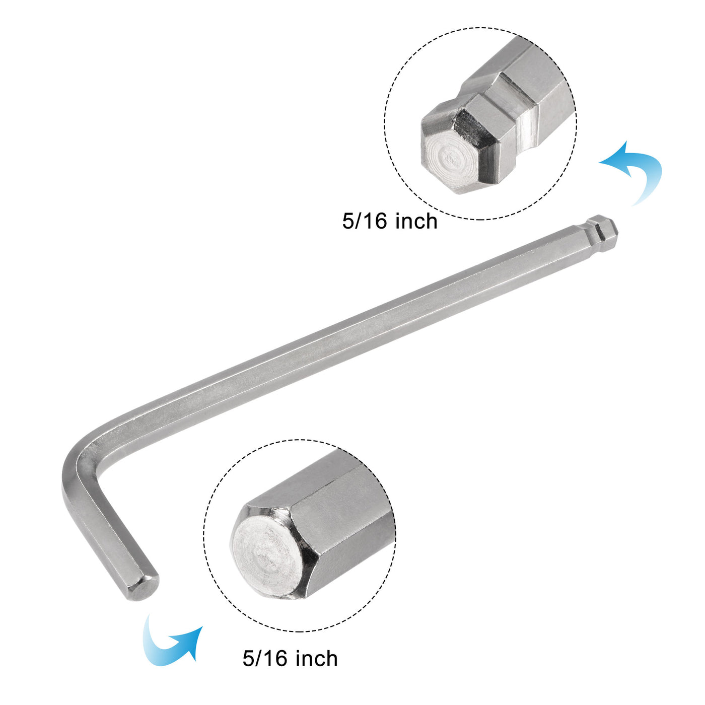 uxcell Uxcell 5/16" Ball End Hex Key Wrench, L Shaped Long Arm CR-V Repairing Tool