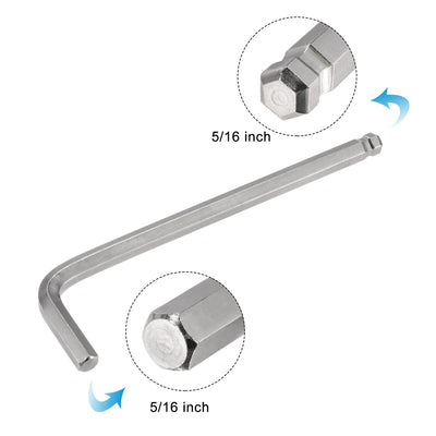 Harfington Uxcell 5/16" Ball End Hex Key Wrench, L Shaped Long Arm CR-V Repairing Tool