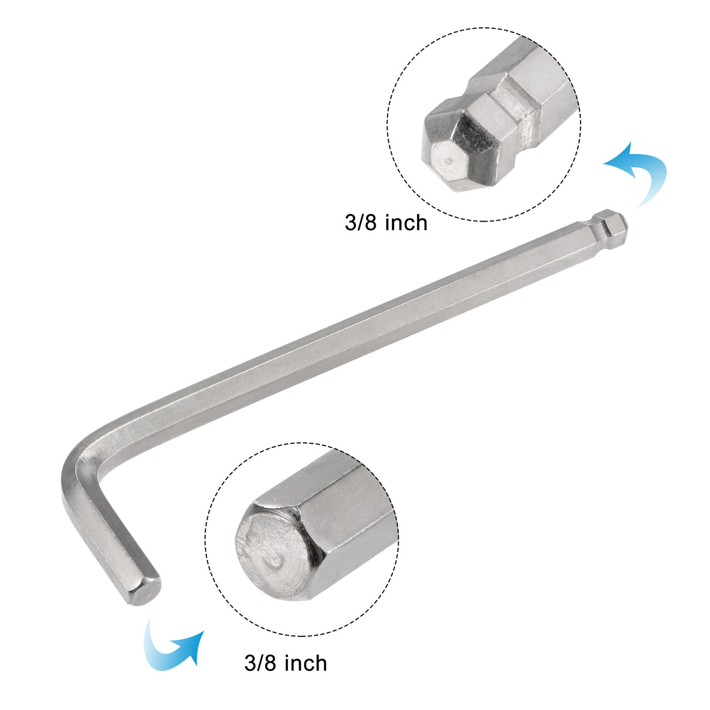 uxcell Uxcell 3/8" Ball End Hex Key Wrench, L Shaped Long Arm CR-V Repairing Tool