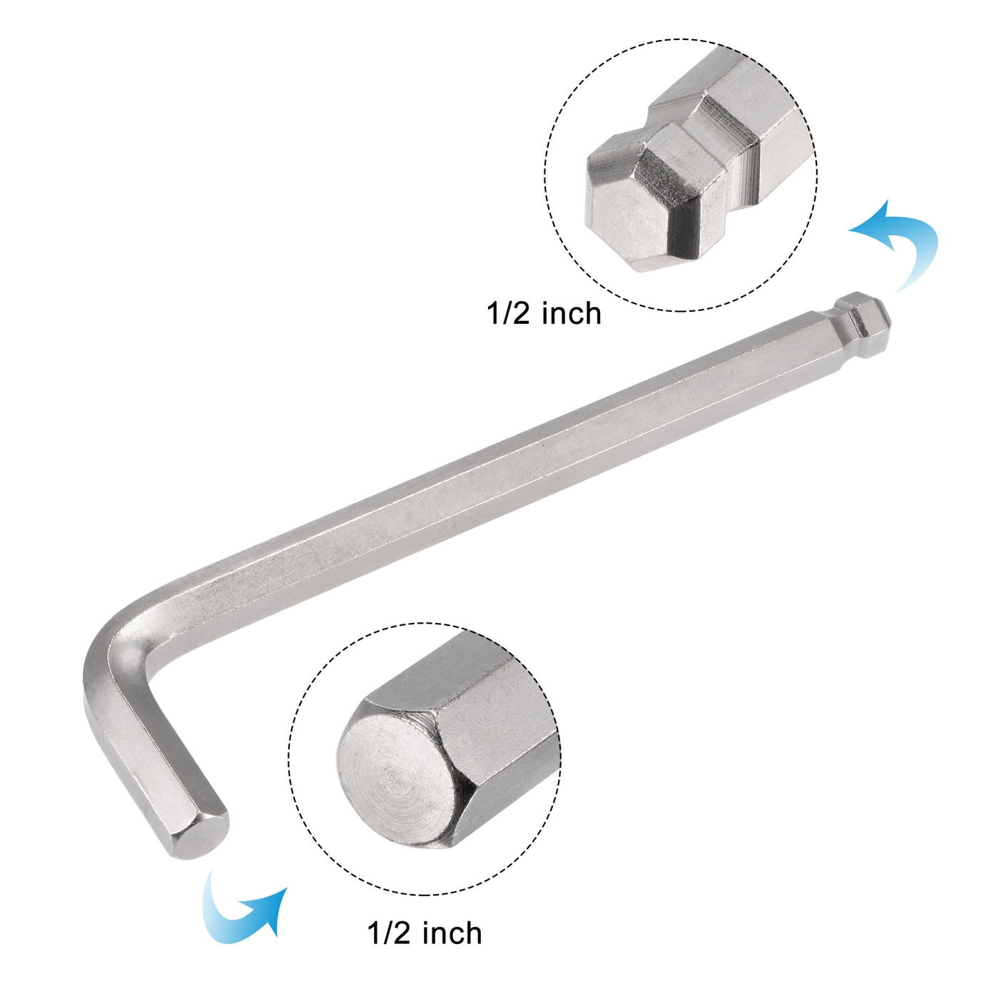 uxcell Uxcell 1/2" Ball End Hex Key Wrench, L Shaped Long Arm CR-V Repairing Tool