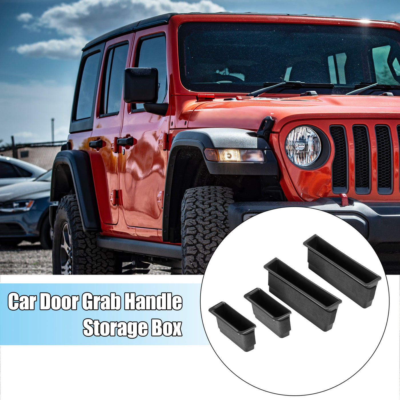 X AUTOHAUX 1 Set Car Door Grab Handle Storage Box Organizer for Jeep Wrangler JK 2007-2010