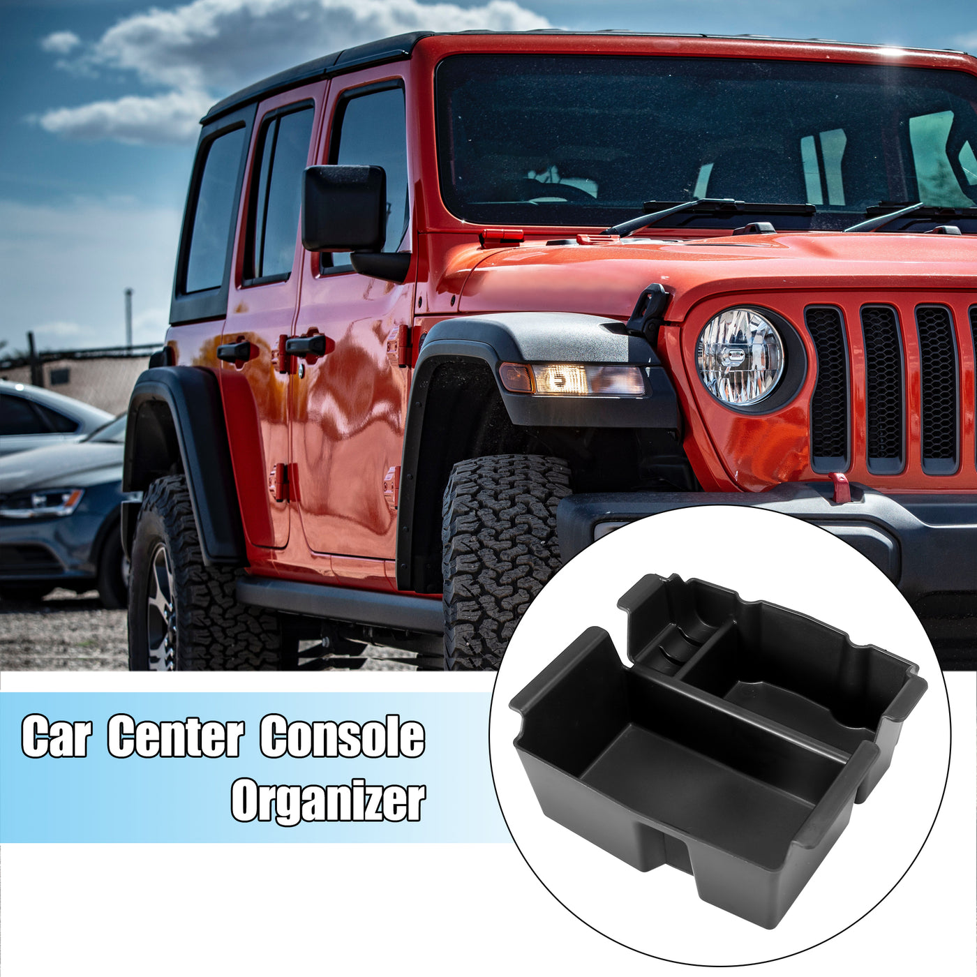 X AUTOHAUX Car Center Console Organizer Armrest Box Insert Tray for Jeep Wrangler JL 18-21