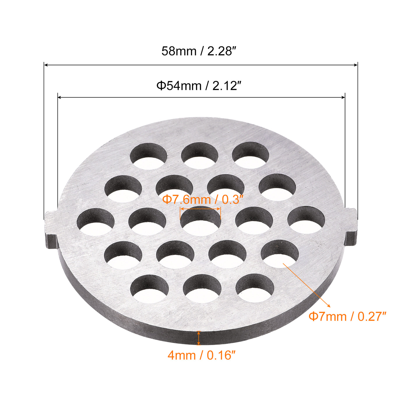 Harfington Meat Grinder Plate 7mmx54mm Stainless Steel Replacement for Grinders