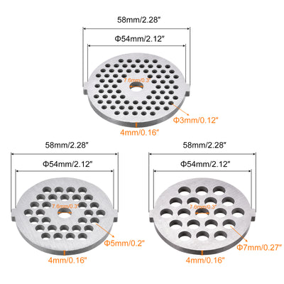 Harfington Meat Grinder Plate 3mm 5mm 7mm Stainless Steel Replacement for Grinders 1 Set