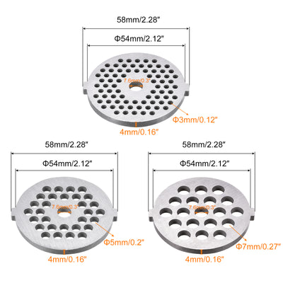 Harfington Meat Grinder Plate 3mm 5mm 7mm Stainless Steel Chopper for Grinders 1 Set