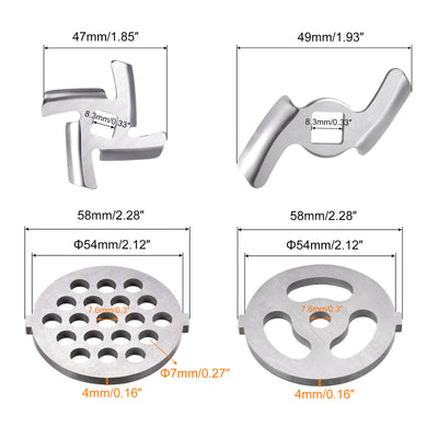 Harfington Meat Grinder Blade 47mm 49mm and Meat Grinder Plate 7mm for Grinders 1 Set