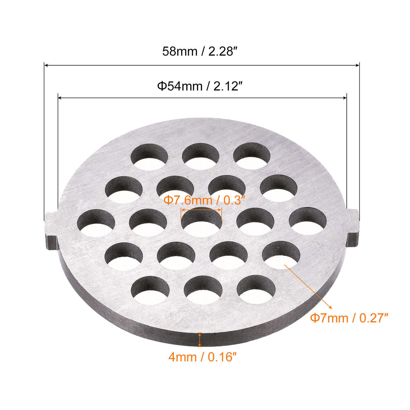 Harfington Meat Grinder Plate 7mmx54mm Iron Alloy Replacement for Grinders