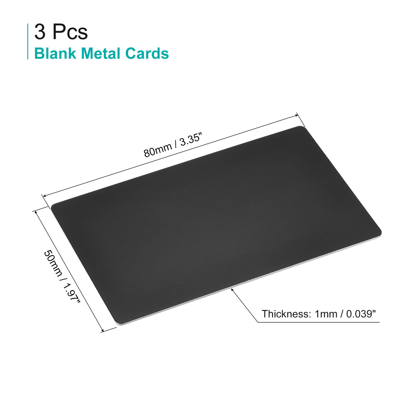 uxcell Uxcell Blank Metal Card 85x50x1mm Anodized Aluminum Plate Black 15 Pcs