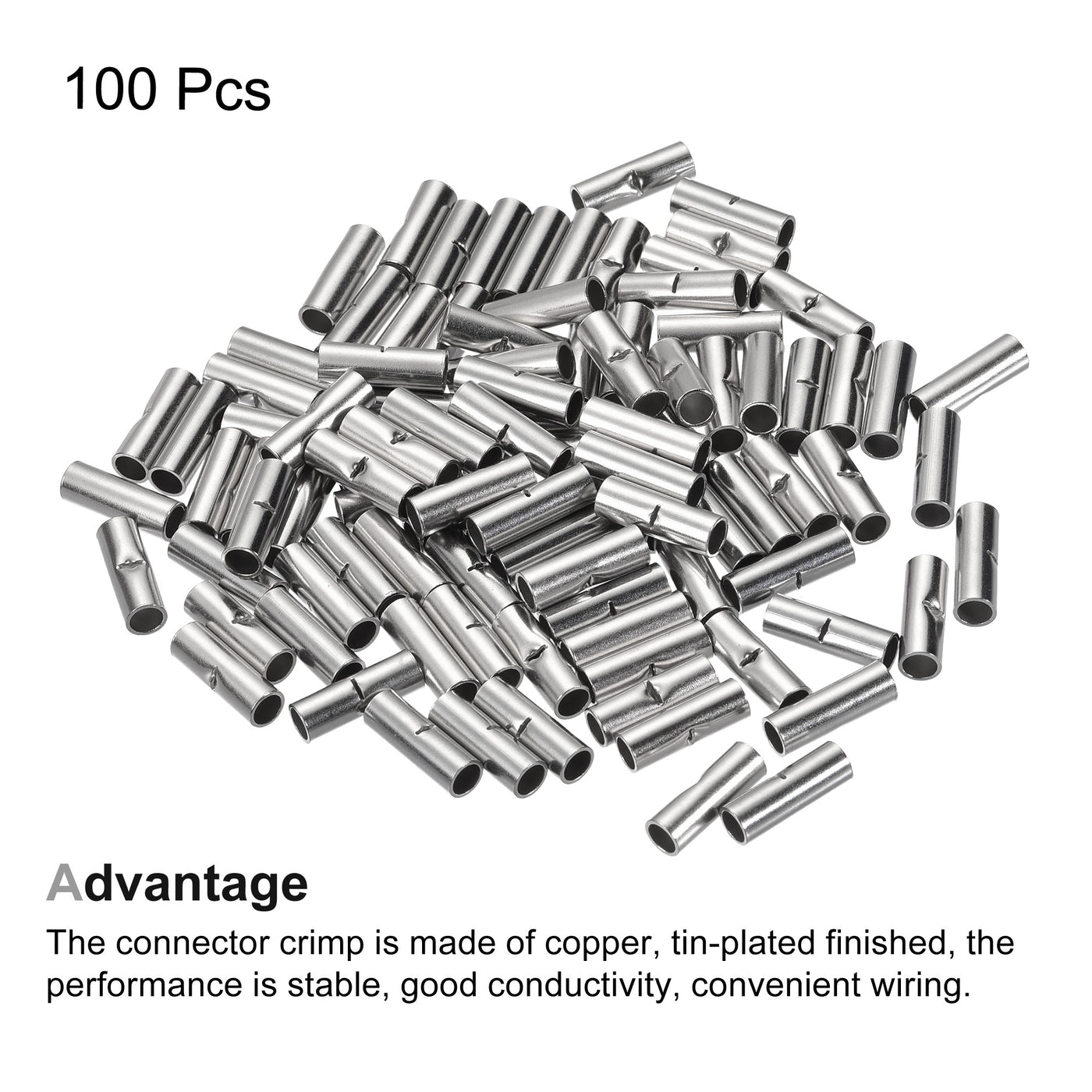 Harfington Non-Insulated Butt Crimp Terminals 14-12 AWG, Pack of 50