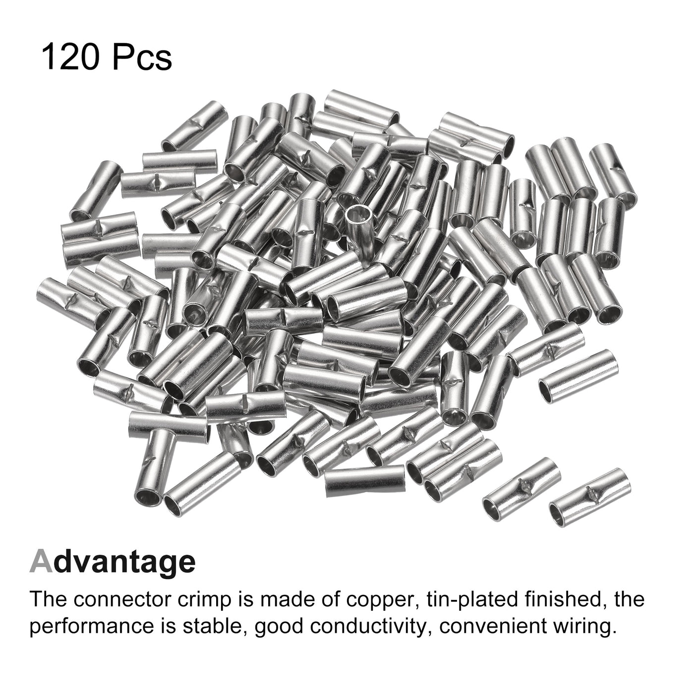 Harfington Non-Insulated Butt Crimp Terminals 12-10 AWG, Pack of 100