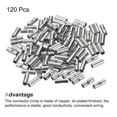 Harfington Non-Insulated Butt Crimp Terminals 12-10 AWG, Pack of 100