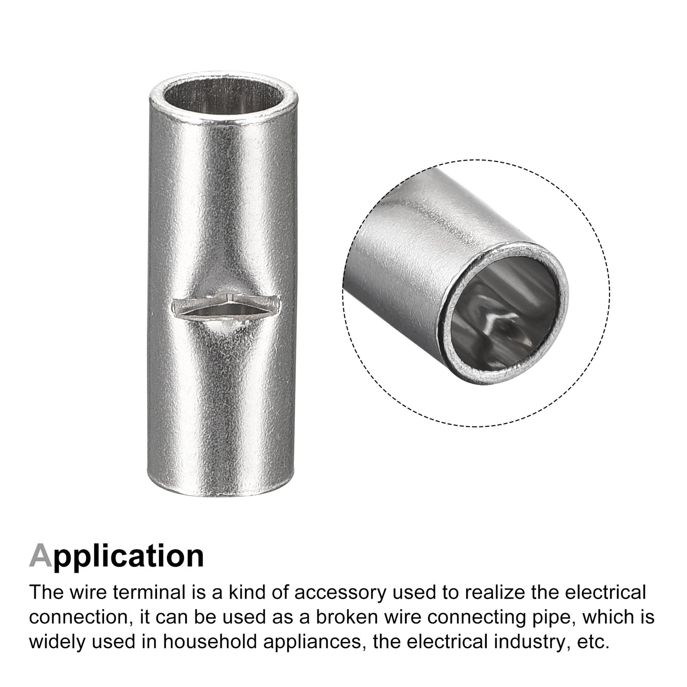 Harfington Non-Insulated Butt Crimp Terminals 12-10 AWG, Pack of 100