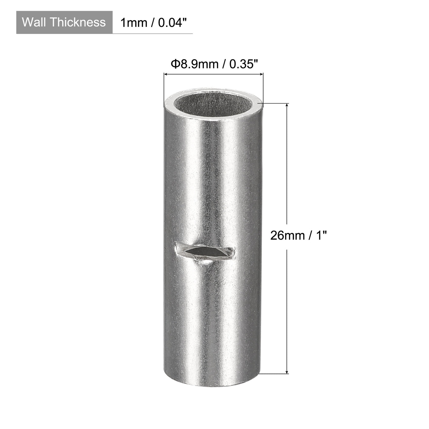 Harfington Non-Insulated Butt Crimp Terminals 6 AWG 26x8.9mm, Pack of 10