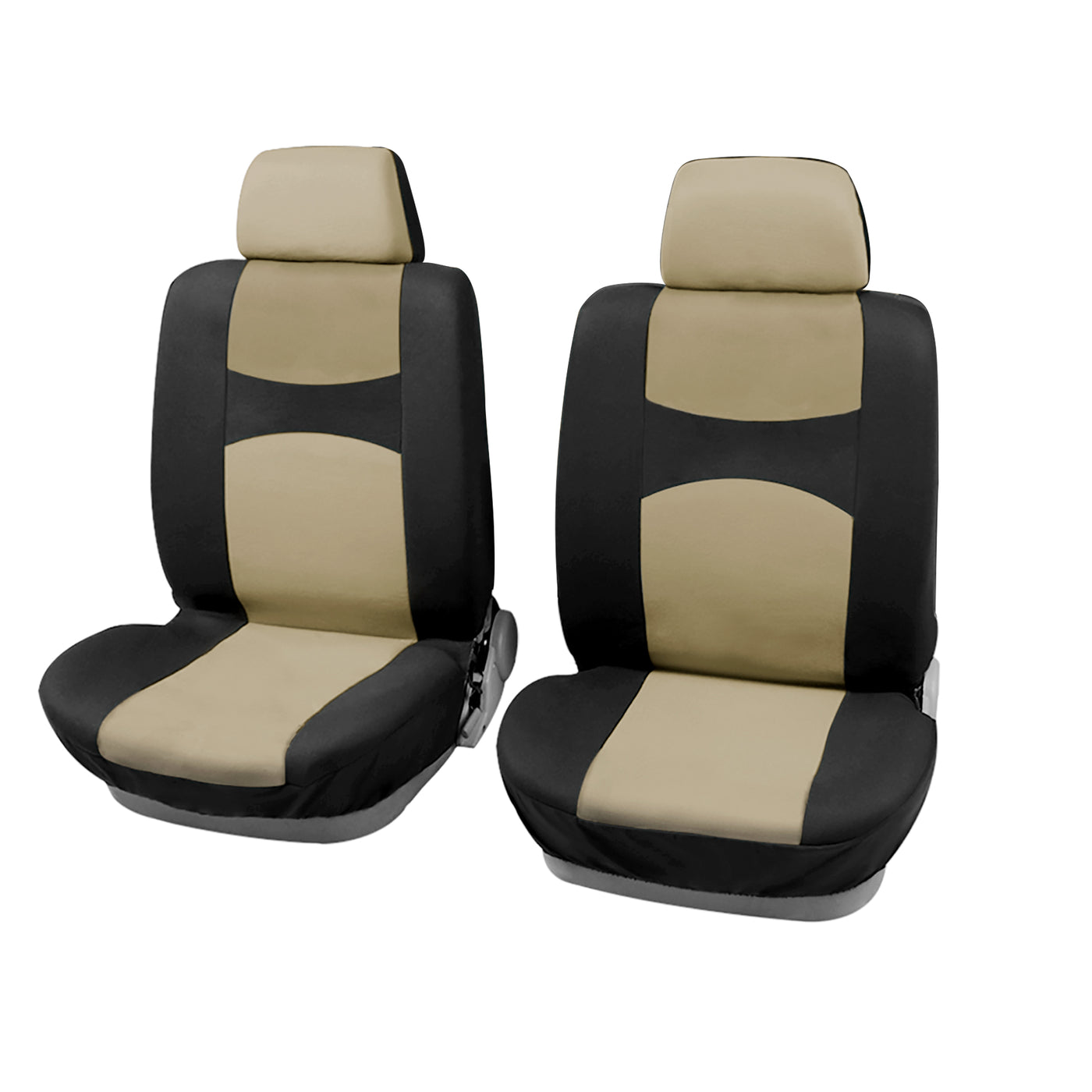 X AUTOHAUX 2pcs Headrest & 2pcs Front Seat Cover Kit Flat Cloth Fabric Seat Protector Pad for Most Car Truck SUV