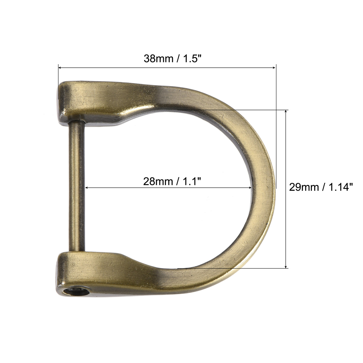 uxcell Uxcell 29mm(1.14") U Shape Horseshoe D-Rings Screw-in Shackle Buckle Light Bronze 6pcs