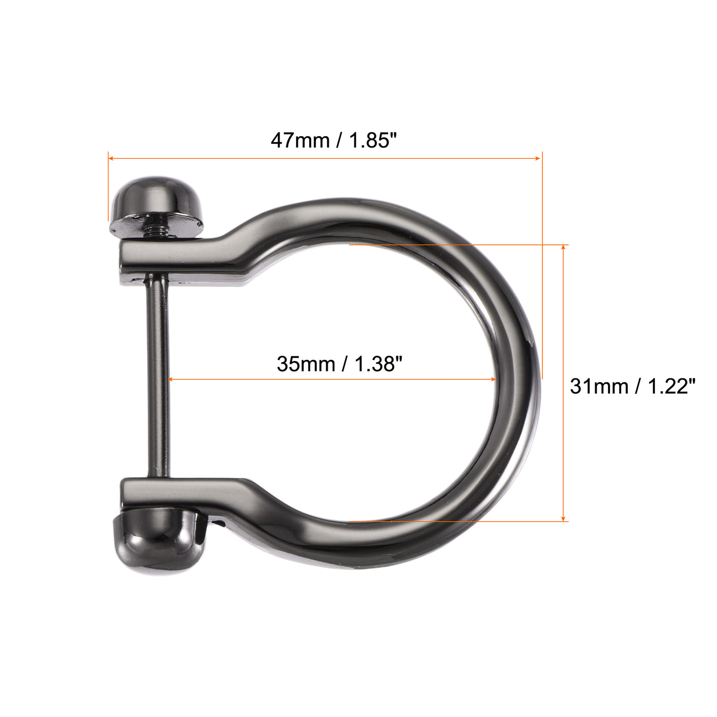 uxcell Uxcell 31mm(1.22") U Shape Horseshoe D-Rings Zinc Alloy Buckle Black 4pcs