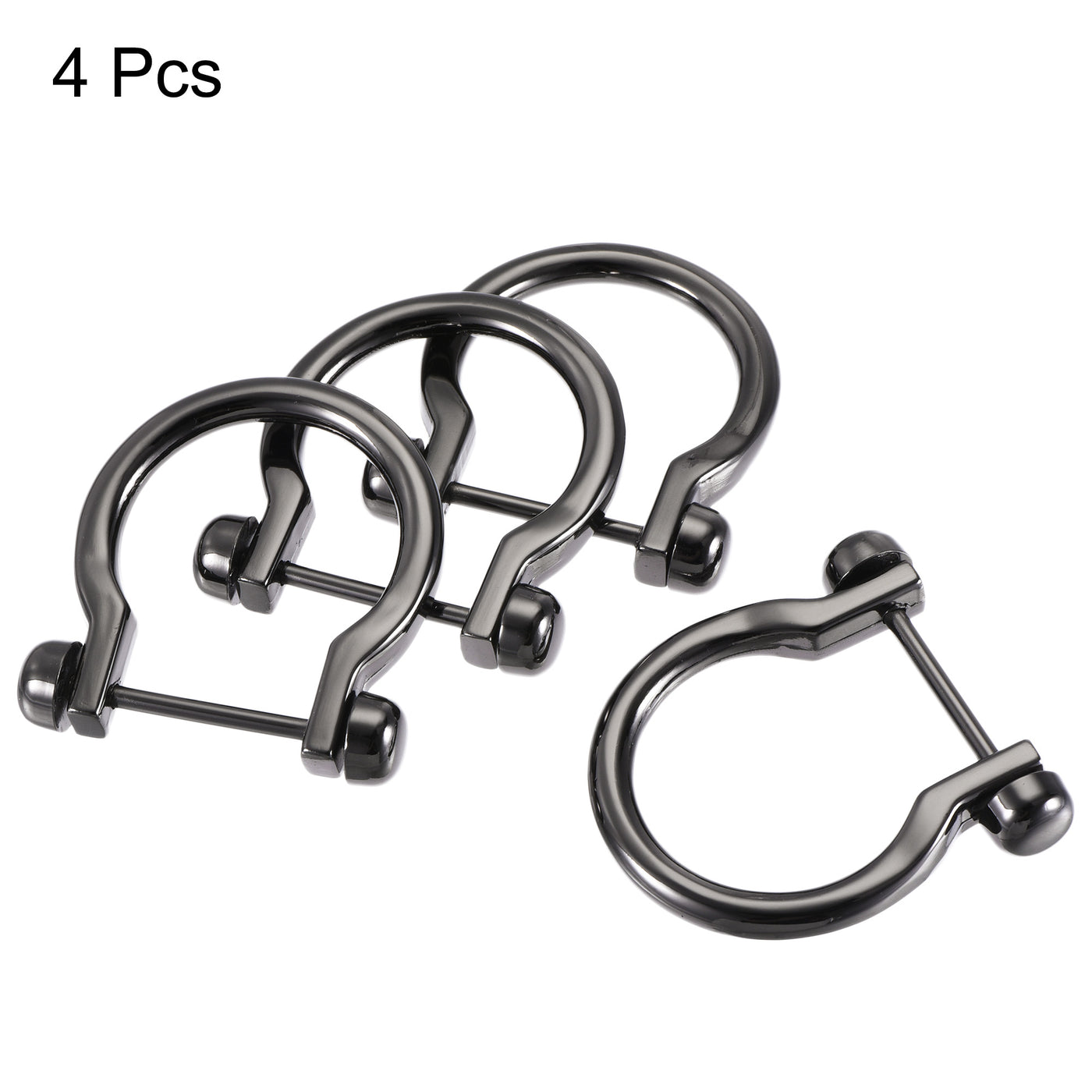 uxcell Uxcell 31mm(1.22") U Shape Horseshoe D-Rings Zinc Alloy Buckle Black 4pcs