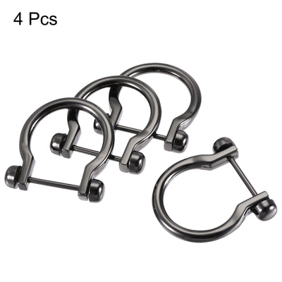 Harfington Uxcell 31mm(1.22") U Shape Horseshoe D-Rings Zinc Alloy Buckle Black 4pcs