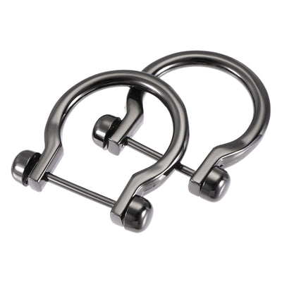 Harfington Uxcell 31mm(1.22") U Shape Horseshoe D-Rings Zinc Alloy Buckle Black 4pcs