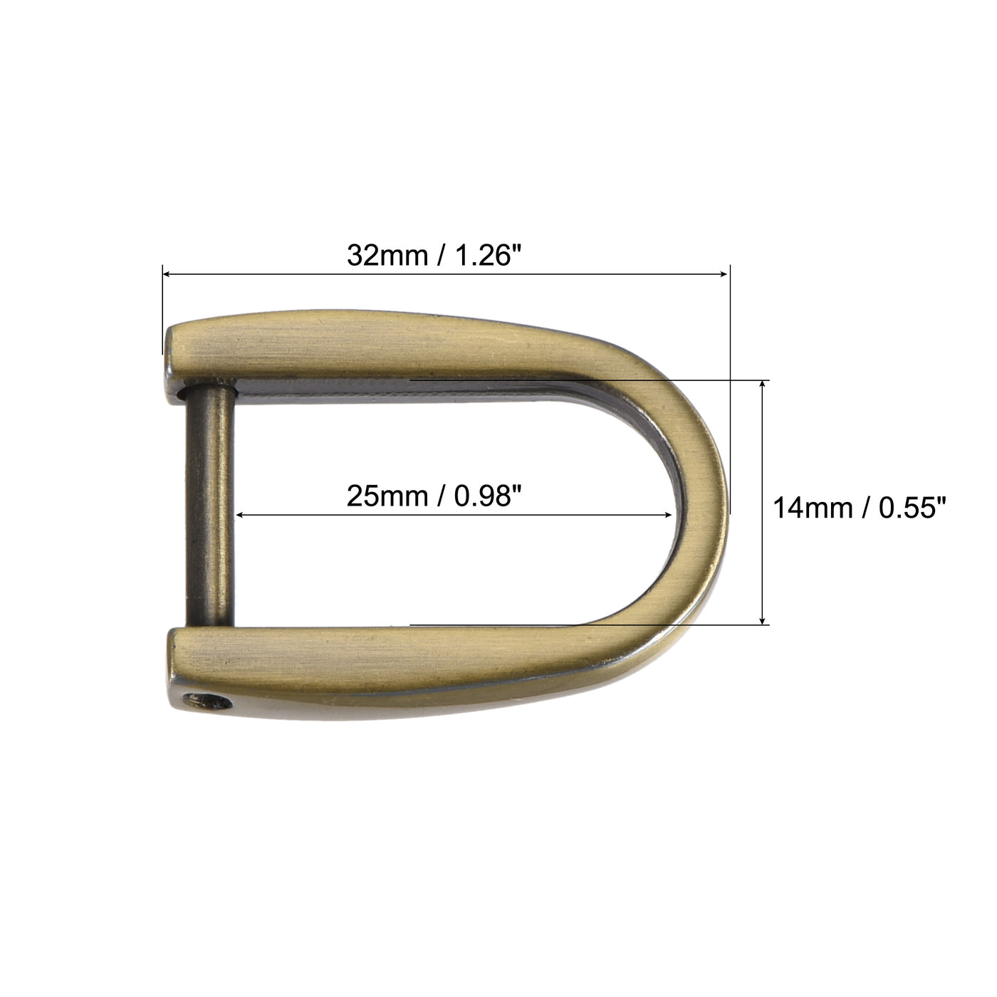 uxcell Uxcell 14mm(0.55") U Shape Horseshoe D-Rings Detachable Buckle Light Bronze 2pcs