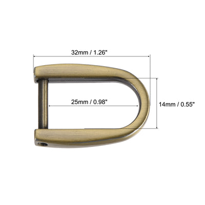 Harfington Uxcell 14mm(0.55") U Shape Horseshoe D-Rings Detachable Buckle Light Bronze 2pcs