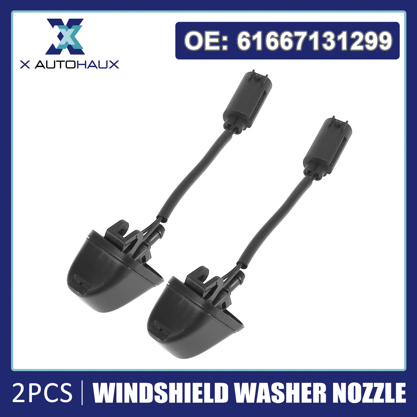 X AUTOHAUX 2pcs Windshield Washer Nozzles Spray Jet with Heating for BMW E90 E91 E92 E93 Left Right 61667131299