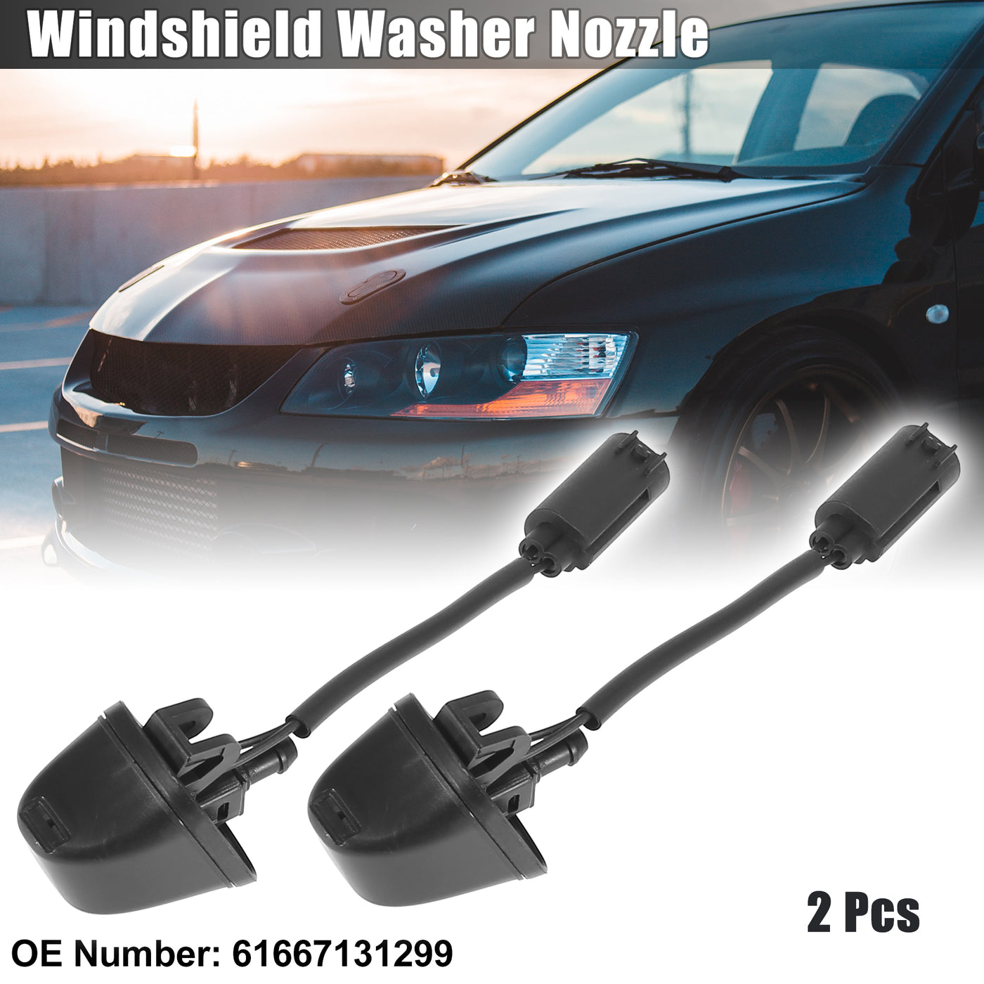 X AUTOHAUX 2pcs Windshield Washer Nozzles Spray Jet with Heating for BMW E90 E91 E92 E93 Left Right 61667131299