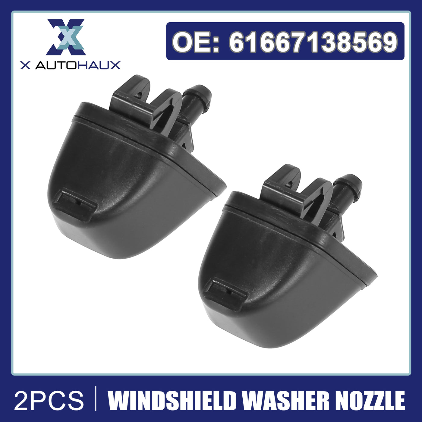 X AUTOHAUX 2pcs Windshield Washer Nozzles Spray Jet for BMW E90 E90N E91 E91N E92N E93N 2004-2013 Left Right 61667138569