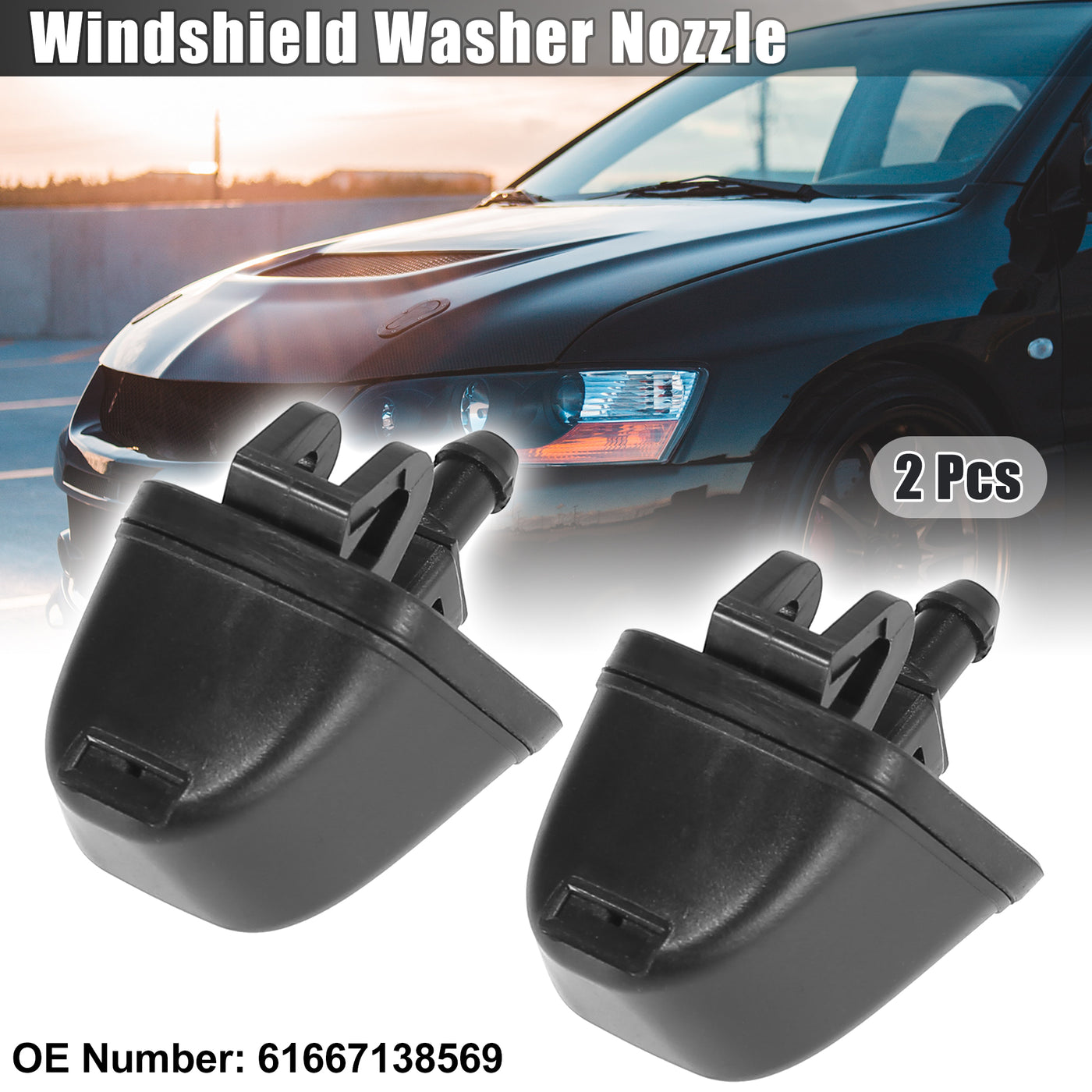 X AUTOHAUX 2pcs Windshield Washer Nozzles Spray Jet for BMW E90 E90N E91 E91N E92N E93N 2004-2013 Left Right 61667138569