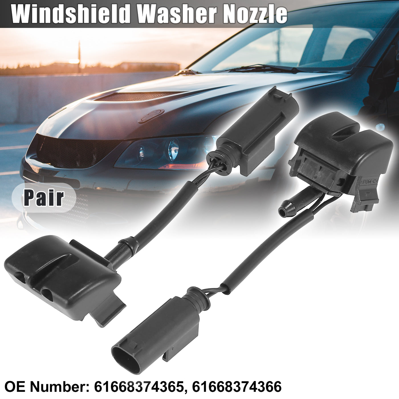 X AUTOHAUX Pair Windshield Washer Nozzles Spray Jet with Heating for BMW 3' E46 1997-2005 Left Right 61668374365 61668374366