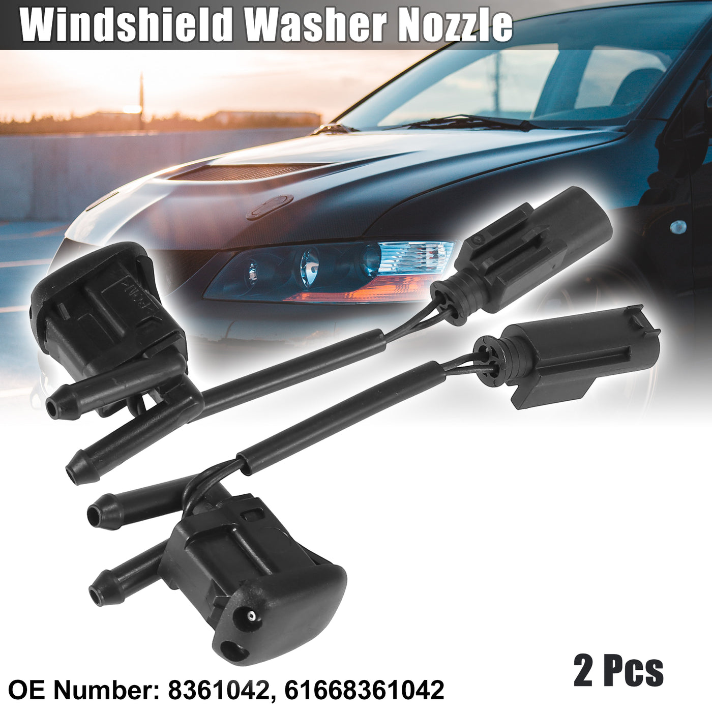 X AUTOHAUX 2pcs Windshield Washer Nozzles Spray Jet with Heating for BMW 5' E39 1997-2003 Left Right 8361042 61668361042