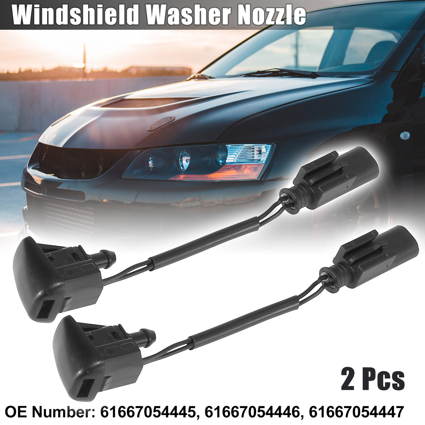 X AUTOHAUX 2pcs Windshield Washer Nozzles Spray Jet Replacement Left Right for BMW 6 Series 2004-2010 61667054445