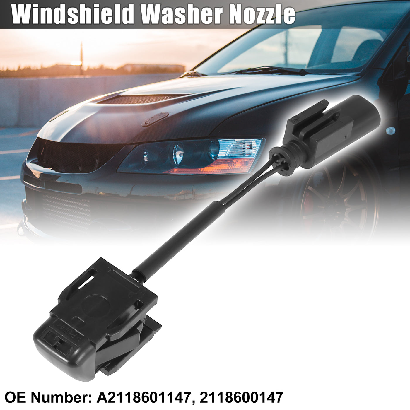 X AUTOHAUX Windshield Washer Nozzles Spray Jet with Heated A2118601147 2118600147 for Mercedes-Benz CLK320 CLK350 CLK500 CLK55 CLK63 C230 C280 C350 E320 E350 E500